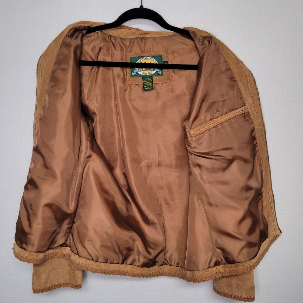 Cabelas Leather Patchwork Moto Jacket Brown Suede… - image 7